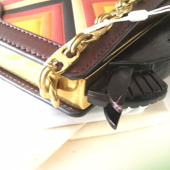 Collectible Tory Burch Horse Frame Leather Clutch Cross Body Bag Purse Rare New - Picture 7 of 7